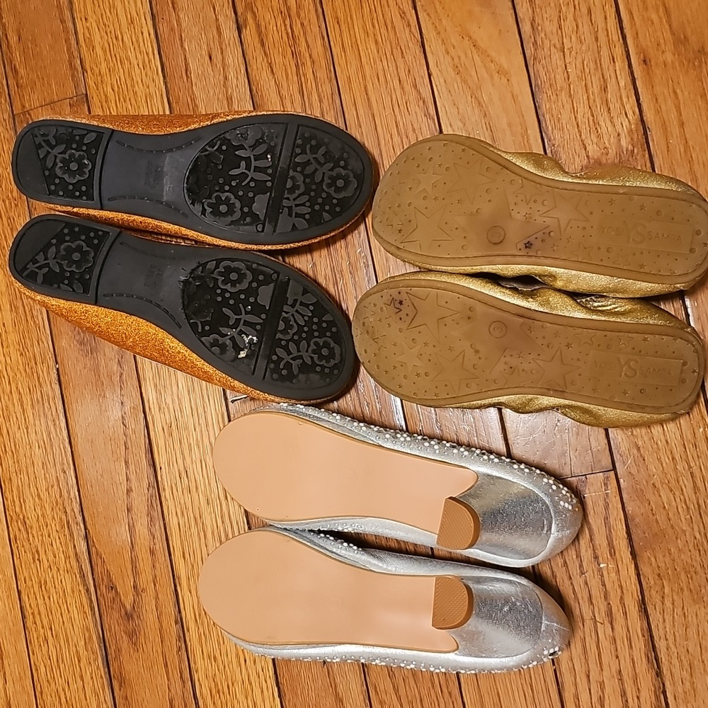 3 Pairs Of Girl's Dress Shoes- Silver, Gold, and Orange Cat Sz 3 Nanette Lepore - Picture 6 of 10